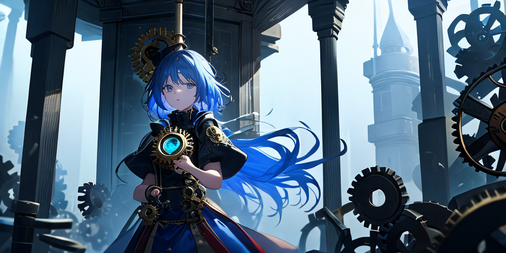 00267-3311980476-(Close-up_1.2), 1girl, solo, standing inside a fantasy clock tower, blue hair, white eyes, magician robes outfit, intricate back.png